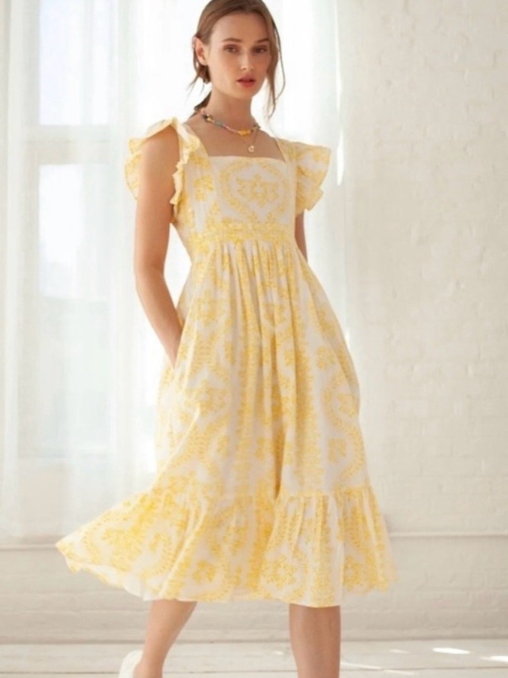 NEW Guadalupe Yellow Floral Summer Dress